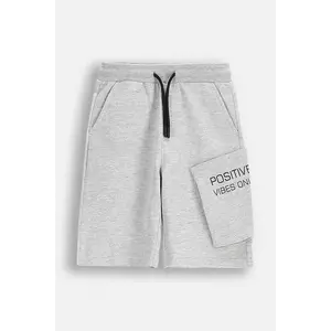 Coccodrillo pantaloni scurți din bumbac pentru copii culoarea gri, talie reglabilă, EVERYDAY BOY imagine