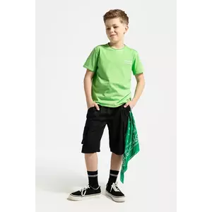 Coccodrillo pantaloni scurți din bumbac pentru copii culoarea negru, talie reglabilă, TROPICAL STORY BOY JUNIOR imagine