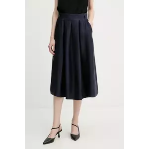 La Petite Française fustă din amestec de in JOSEPHINE culoarea bleumarin, midi, evazati, JOSEPHINE imagine