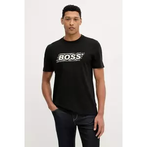 BOSS Orange tricou din bumbac culoarea negru, cu imprimeu, 50546381 imagine
