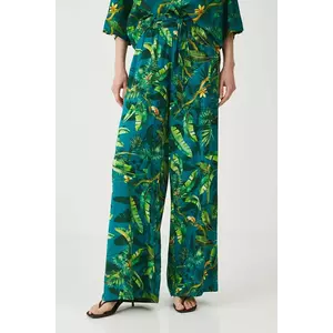 Medicine pantaloni culoarea verde, lat, medium waist imagine