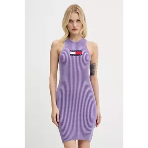 Tommy Jeans rochie culoarea violet, maxi, mulată, DW0DW20877 imagine