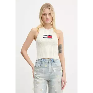 Tommy Jeans top culoarea bej, DW0DW20975 imagine