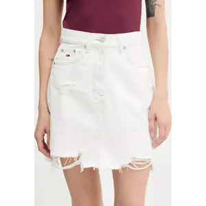 Tommy Jeans fustă jeans culoarea bej, mini, drept, DW0DW21068 imagine