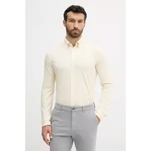 BOSS Orange cămașă din bumbac culoarea bej, cu guler button-down, slim, 50543089 imagine