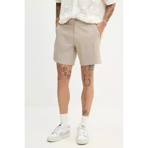 Hollister Co. pantaloni scurți din amestec de in culoarea bej, melanj, KI328-5167 imagine