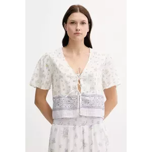 Pepe Jeans bluză din bumbac culoarea bej, cu imprimeu, PL305106 imagine