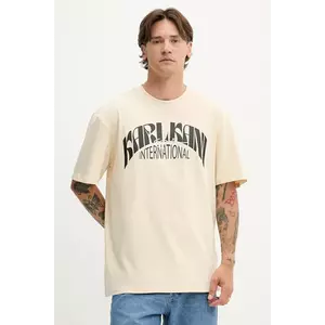 Karl Kani tricou din bumbac culoarea bej, cu imprimeu, PD00005360 imagine