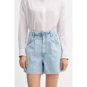 Pepe Jeans pantaloni scurți jeans uni, high waist, PL801205 imagine
