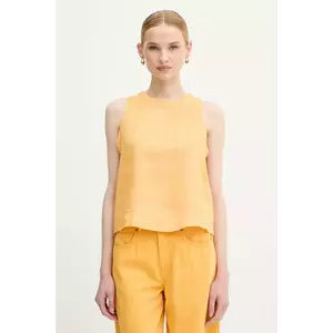 United Colors of Benetton bluză din in culoarea galben, uni, 5BMLDQ0BU imagine