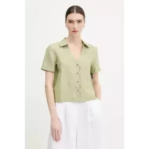 United Colors of Benetton cămașă din amestec de in culoarea verde, cu guler clasic, regular, 5YPVDQ0BX imagine