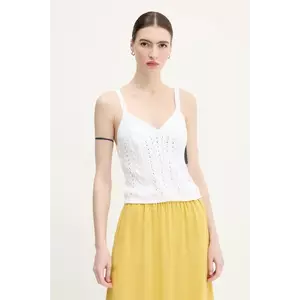 United Colors of Benetton top din bumbac culoarea alb, 101TDH01B imagine