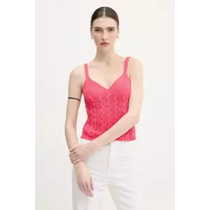 United Colors of Benetton top din bumbac culoarea roz, 101TDH01B imagine