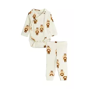 Mini Rodini set de bumbac pentru bebeluși Bees culoarea bej, 2564010411 imagine