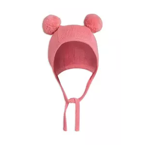 Mini Rodini căciulă de bumbac pentru copii Fine knit culoarea roz, bumbac, din tesatura unia, 2566510028 imagine