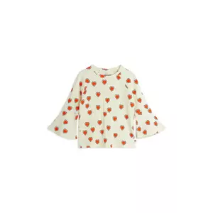 Mini Rodini longsleeve din bumbac pentru copii Outlined hearts culoarea bej, 2562010611 imagine
