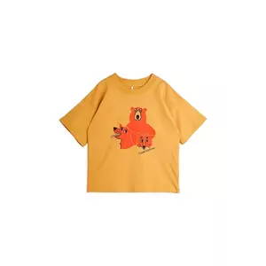 Mini Rodini tricou de bumbac pentru copii Camp Rodini culoarea maro, cu imprimeu, 2562010013 imagine