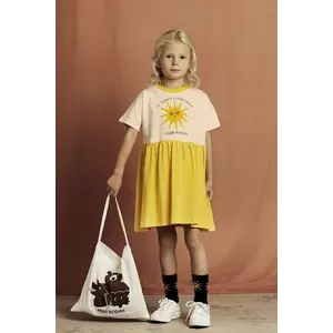 Mini Rodini rochie fete Sun culoarea galben, midi, evazați, 2565010411 imagine