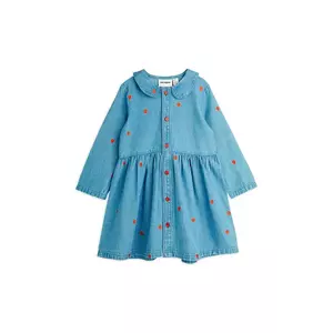 Mini Rodini rochie din denim pentru copii Mini hearts midi, evazați, 2565011360 imagine