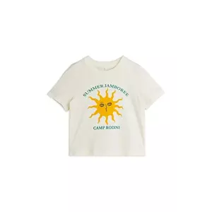 Mini Rodini tricou de bumbac pentru copii Sun culoarea bej, cu imprimeu, 2562011011 imagine