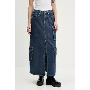 Karl Lagerfeld Jeans fustă jeans culoarea bleumarin, maxi, drept, A3W12011 imagine