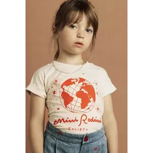 Mini Rodini tricou de bumbac pentru copii Mini Rodini society culoarea bej, cu imprimeu, 2562011811 imagine