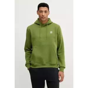 adidas Originals bluză Essentials culoarea verde, cu glugă, cu imprimeu, JW1067 imagine