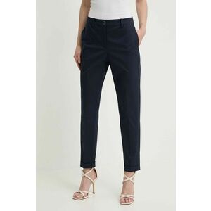 BOSS pantaloni femei, culoarea bleumarin, drept, high waist 50490057 imagine