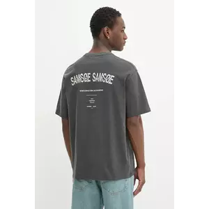 Samsoe Samsoe tricou din bumbac SASWIRL culoarea gri, cu imprimeu, U25200007 imagine