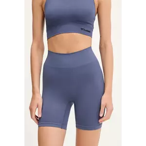 Hummel pantaloni scurți de antrenament Define culoarea violet, uni, high waist, 224138 imagine