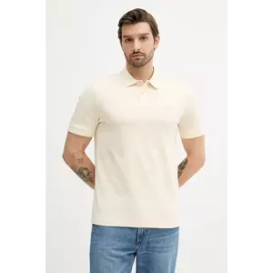 BOSS Orange polo de bumbac culoarea bej, uni, 50520109 imagine
