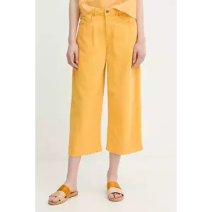 United Colors of Benetton pantaloni culoarea galben, drept, high waist, 4LEDDF09P imagine