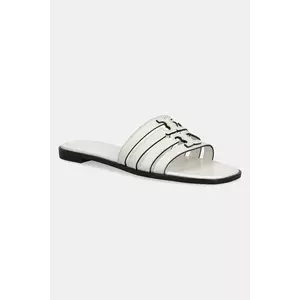 Tory Burch papuci de piele Ines Cage Slide culoarea alb, 158616-101 imagine