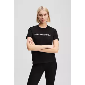 Karl Lagerfeld tricou din bumbac ELONGATED LOGO culoarea negru, A3W17102 imagine