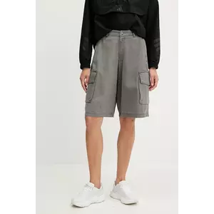 adidas Originals pantaloni scurți jeans Cargo Jorts culoarea gri, uni, high waist, JD0139 imagine