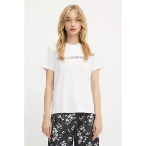 Karl Lagerfeld tricou din bumbac ELONGATED LOGO culoarea alb, A3W17102 imagine