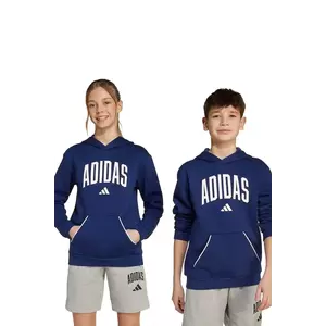 adidas bluză copii culoarea bleumarin, cu glugă, cu imprimeu, JV7338 imagine