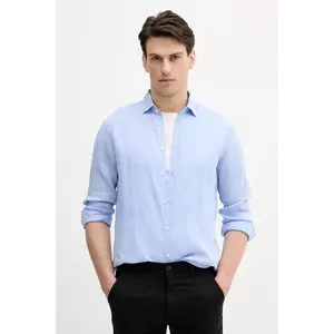 Sisley cămașă de in culoarea alb, regular, 5BKUSQ029 imagine