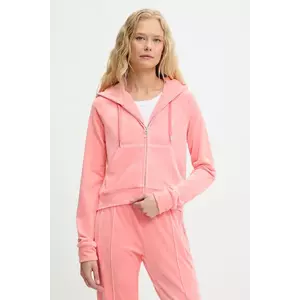 Juicy Couture bluză culoarea verde, cu glugă, cu imprimeu, JCWA122001 imagine