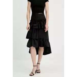 Answear Lab fustă din bumbac culoarea negru, midi, evazati imagine