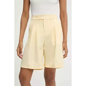 Answear Lab pantaloni scurti culoarea galben, neted, high waist imagine