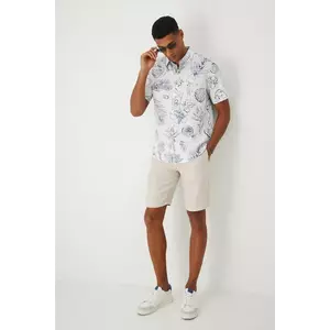 Medicine camasa din amestec de in culoarea alb, cu guler clasic, regular imagine