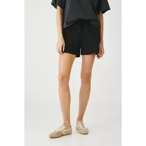 Medicine pantaloni scurți de trening culoarea negru, neted, medium waist imagine