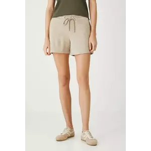 Medicine pantaloni scurți de trening culoarea bej, melanj, medium waist imagine