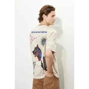 Medicine tricou din bumbac culoarea bej, cu imprimeu imagine