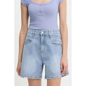 Answear Lab pantaloni scurti jeans neted, high waist imagine