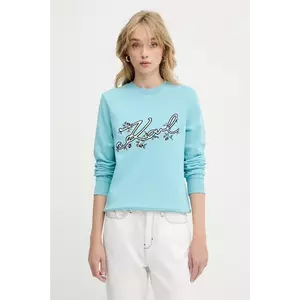 Karl Lagerfeld bluză culoarea turcoaz, cu imprimeu, A3W20010 imagine