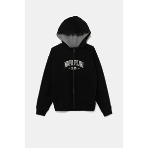 Napapijri bluză copii B-INOT culoarea negru, cu glugă, cu imprimeu, NP0A891E9411 imagine