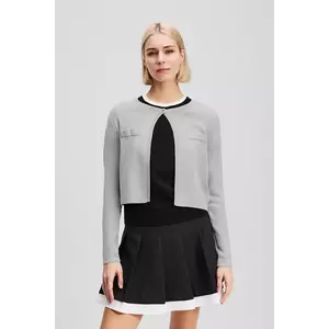 Karl Lagerfeld cardigan din amestec de lână IKON culoarea gri, light, A3W18033 imagine
