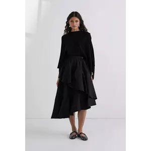 Karl Lagerfeld fustă culoarea negru, midi, evazati, A3W12015 imagine